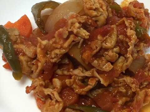 簡単！お手軽メイン野菜たっぷり豚肉のトマト煮